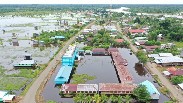 Potret udara banjir di Kabupaten Nunukan, Kalimantan Utara. Foto: BNPB