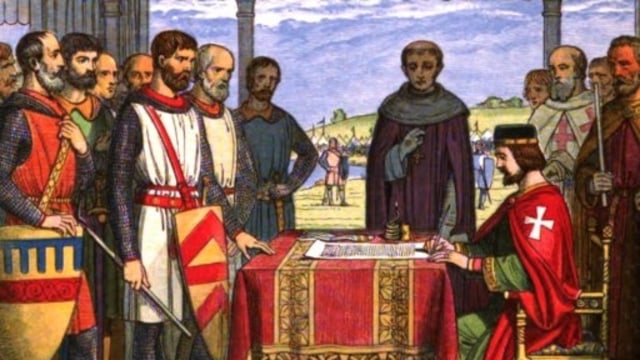 Ilustrasi Raja John menandatangani Magna Carta. | Wikimedia Commons