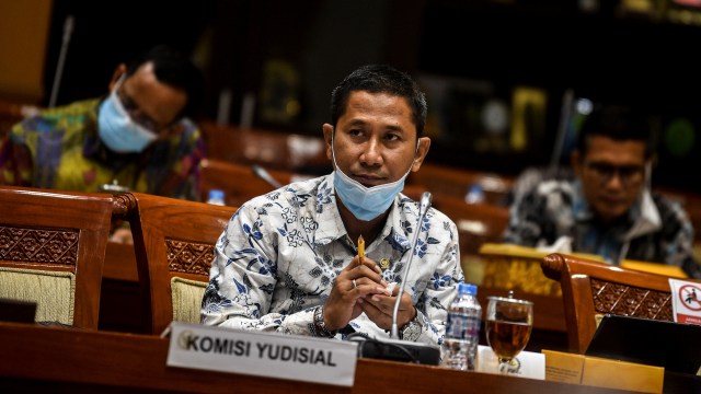 Mukti Fajar Nur Dewata di Kompleks Parlemen, Senayan, Jakarta, Senin (25/1).  Foto: Muhammad Adimaja/ANTARA FOTO