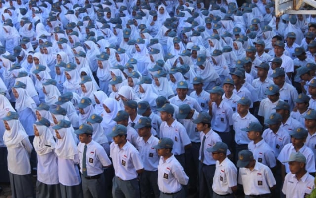 Suasana pelaksanaan upacara di SMK 2 Padang sebelum adanya COVID-19. Foto: dok SMK 2 Padang