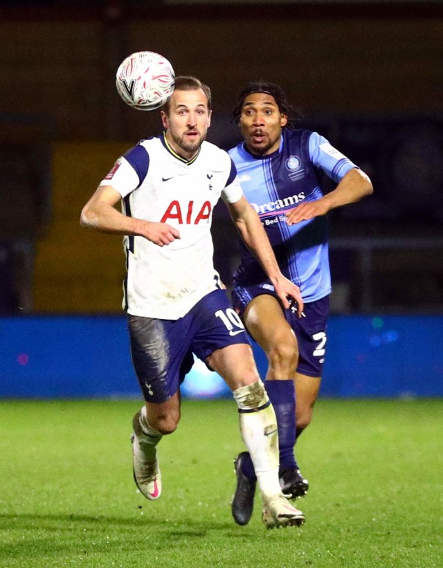 Pertandingan Piala FA antara Wycombe Wanderers vs Tottenham Hotspur di Adams Park, High Wycombe, Inggris. Foto: Hannah McKay/Reuters