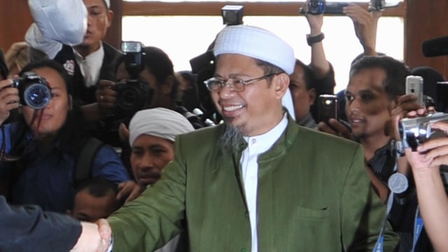 Tokoh Majelis Mujahidin Indonesia, Abu Muhammad Jibril alias Abu Jibril. Foto: Bay Ismoyo/AFP