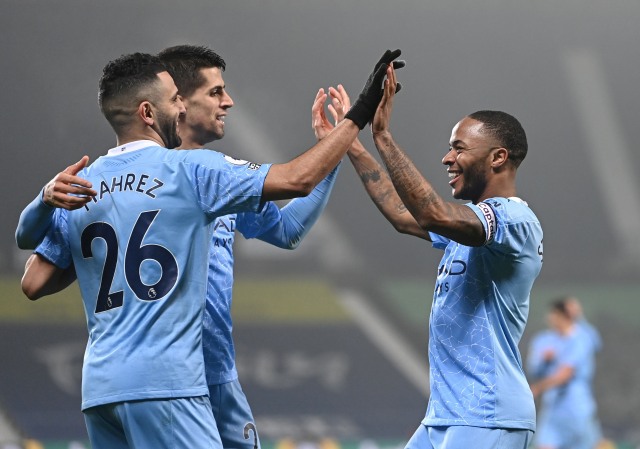Selebrasi pemain Manchester City saat melawan West Bromwich Albion di The Hawthorns, West Bromwich, Inggris. Foto: Laurence Griffiths/Reuters