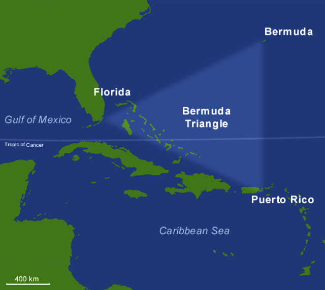 Ilustrasi letak Segitiga Bermuda. Foto: Wikimedia Commons