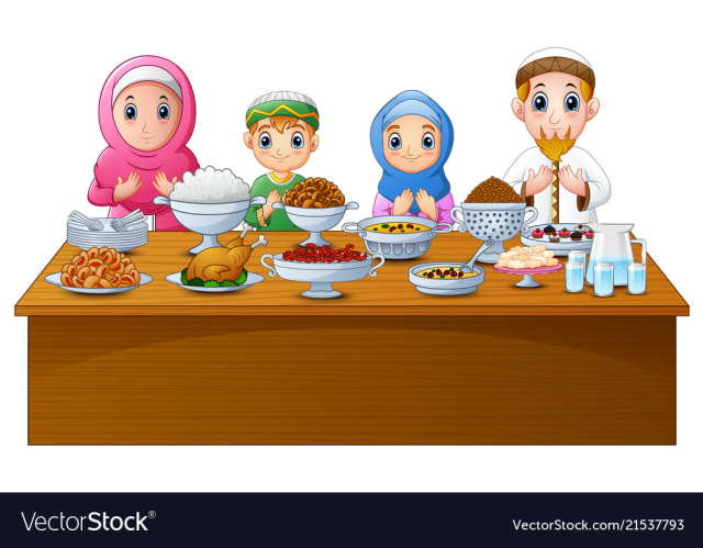 Ilustrasi Doa Mau Makan, sumber: VectorStock