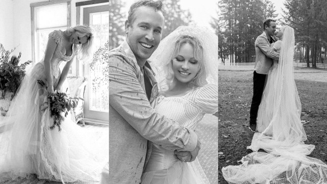 Momen pernikahan Pamela Anderson dan pengawal pribadinya, Dan Hayhurst. Foto: dok. Instagram/ @vuuzle.tv.ukraine