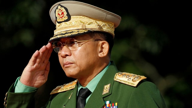 Panglima Tertinggi Myanmar Jenderal Min Aung Hlaing. Foto: Soe Zeya Tun/REUTERS