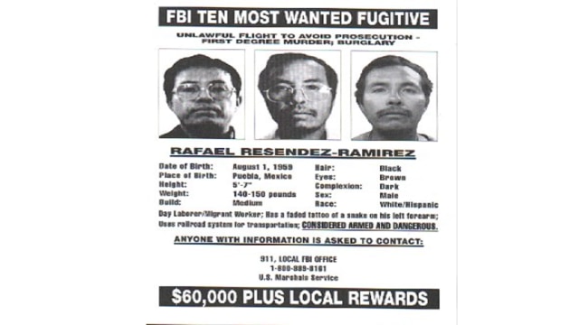 Poster Anggel Maturino Resensdiz saat menjadi buronan FBI, foto: dok. Murderpedia
