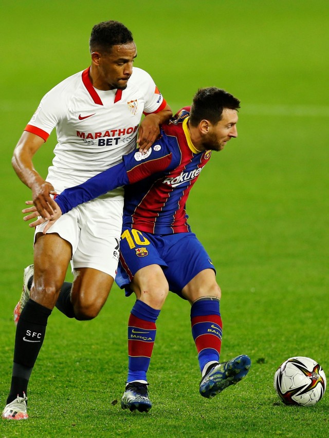 Pertandingan antara Sevilla vs Barcelona di Ramon Sanchez Pizjuan, Seville, Spanyol. Foto: Marcelo Del Pozo/Reuters