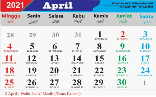 Kalender Jawa 2021 April Cek Wetonmu Di Sini Kumparan Com