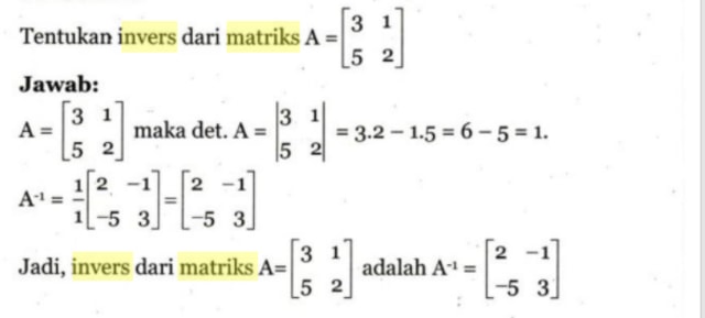 Cara belajar invers matriks
