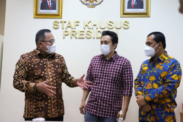 Pertemuan Pemkab Muba dan Pemkot Lubuklinggau di kantor staf khusus Presiden. (Foto. Istimewa)