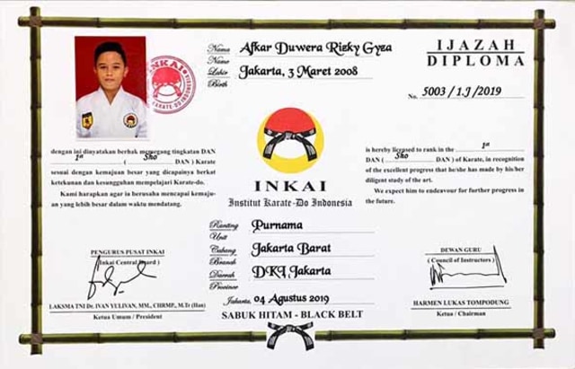 Afkar Duwera, Karateka Cilik Asal Malang yang Raih Sabuk Hitam (17971)