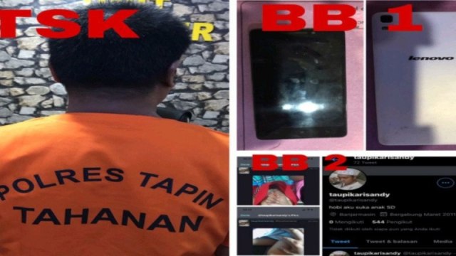 Tersangka pengunggah konten asusila di media sosial ditangkap Polres Tapin. Foto: Firman/ANTARA