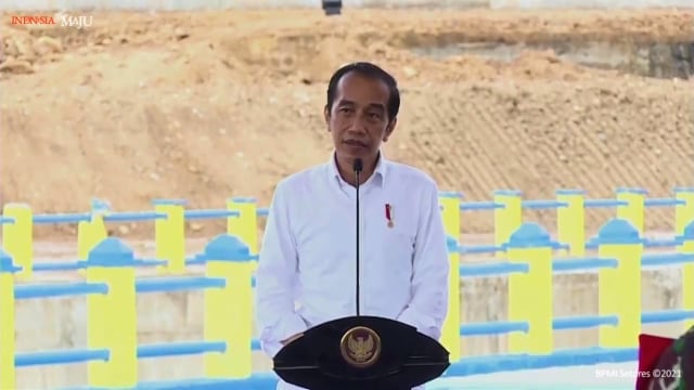 Presiden Jokowi meresmikan Bendungan Napun Gete di Kabupaten Sikka, NTT. Foto: YouTube/Setpres