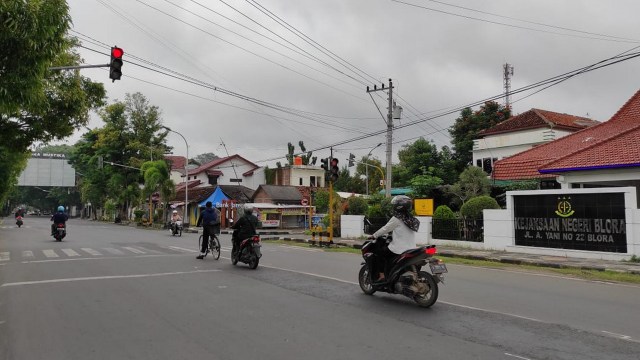 Lokasi pemberlakuan tilang elektronik, di pertigaan di Jalan Ahmad Yani atau di pertigaan Kejaksaan Negeri Blora. (foto: priyo/beritabojonegoro)