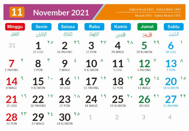 Ini hari kalender jawa Kalender 2021