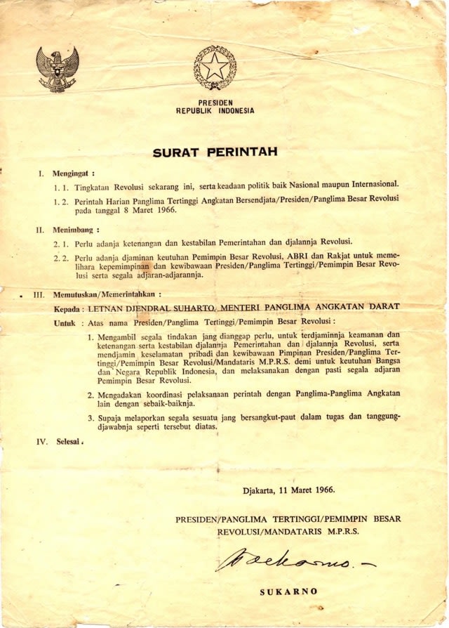 Sejarah Supersemar, Bentuk Penyerahan Orde Lama Menuju Orde Baru (147669)