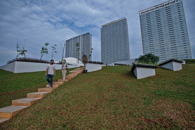 Progres revitalisasi kawasan Taman Ismail Marzuki (TIM) di Cikini, Jakarta, Sabtu (27/2). Foto: Aditya Pradana Putra/Antara Foto