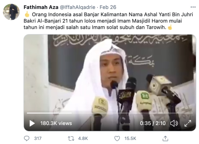 Hoaxbuster: Video seorang Imam Masjidil Harom yang berasal dari Indonesia
 Foto: Dok. Istimewa