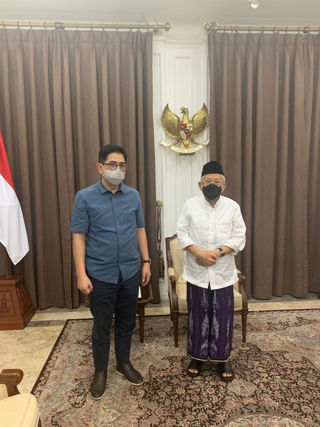Calon Ketua Umum KADIN Arsjad Rasjid bersama Wakil Presiden Ma'ruf Amin. Foto: Dok. Istimewa