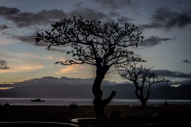Suasana matahari terbit di Gili Trawangan, Kepulauan Gili, Lombok Utara, Nusa Tenggara Barat, Sabtu (6/3). Foto: Aprillio Akbar/Antara Foto