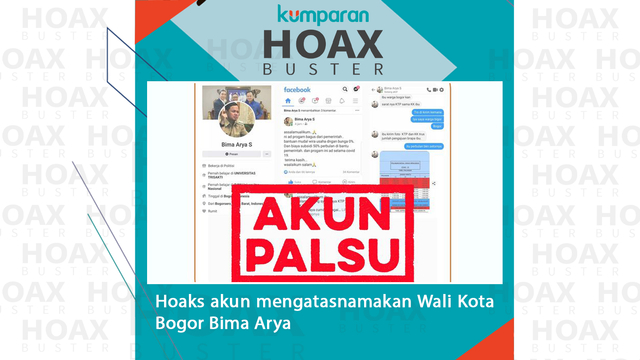 Hoaks akun mengatasnamakan Wali Kota Bogor Bima Arya
 Foto: Pemkot Bogor