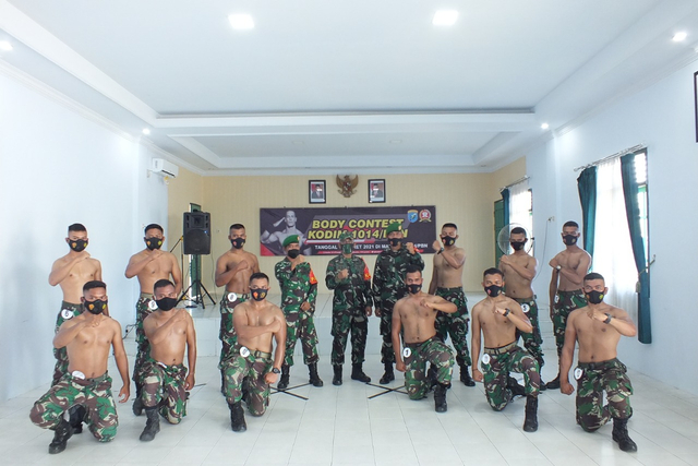  Kodim 1014 Pangkalan Bun, Kotawaringin Barat, Kalimantan Tengah, menggelar Body Contest tingkat Korem dan Kodam yang di laksanakan di Aula Palapa Makodim, Senin (15/04).