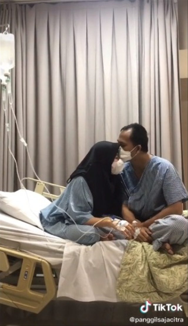Viral seorang istri donorkan ginjalnya untuk suami tercinta yang menderita penyakit gagal ginjal kronis. (Foto: TikTok/@yunitarusdan)