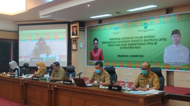 Verifikasi lapangan dalam rangka Anugerah Parahita Ekapraya (APE) Tahun 2020 oleh Kementerian PPPA RI di Provinsi Riau. Foto: dokumen pribadi.