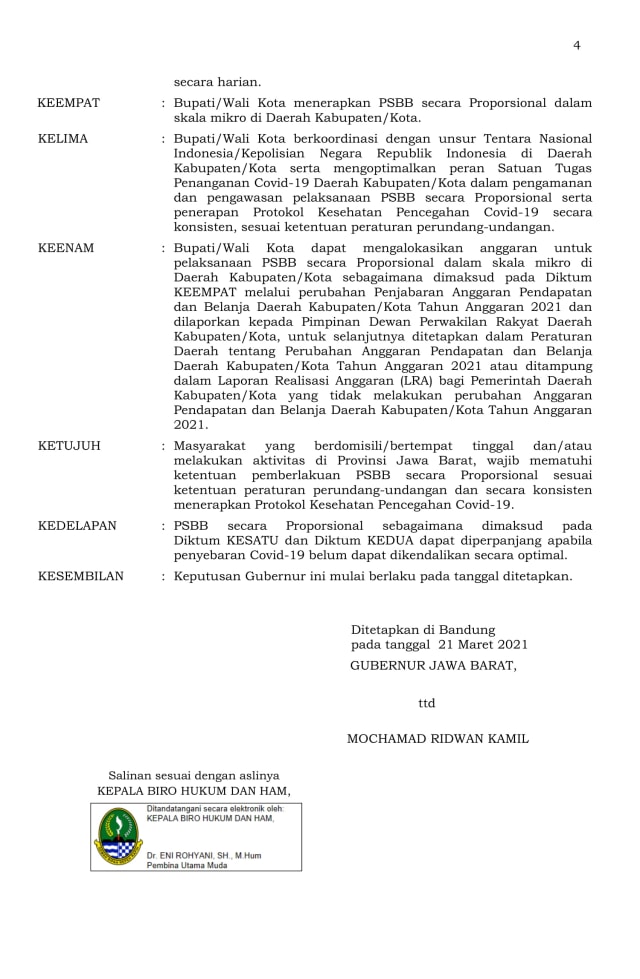 Ridwan Kamil Perpanjang PSBB Proporsional se-Jabar hingga 5 April (3254)