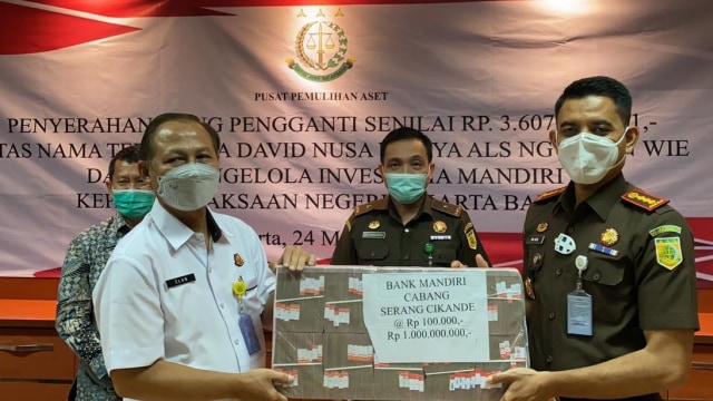 Kejagung setor uang pengganti Rp 3,6 M ke negara dari terpidana kasus korupsi David Nusa Wijaya. Foto: Kejagung