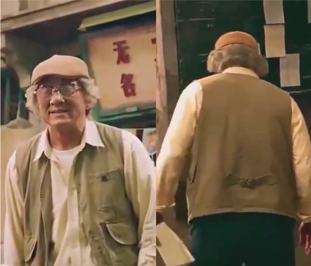 Potongan video Jacki Chan yang tampak menua dan sulit berjalan untuk kebutuhan syuting. Foto: @beri_tau.