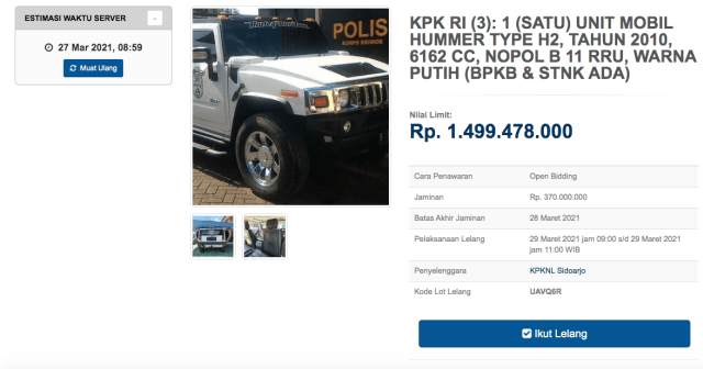 KPK Lelang 3 Mobil Mewah, Ada MINI Cooper hingga Hummer H2! (175772)