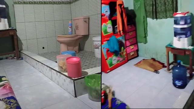 Indekos unik kamar mandi dalam tanpa sekat. (Foto: @pamkolte/TikTok)