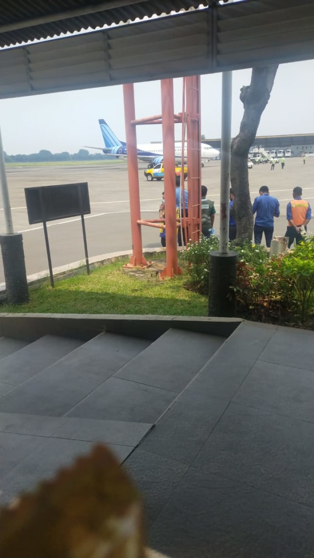 Pesawat Trigana Air tujuan Banjarmasin yang putar balik ke Bandara Halim Perdanakusuma. Foto: Dok. Istimewa