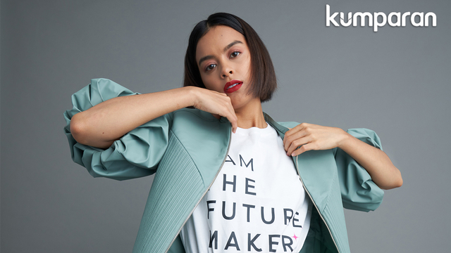 The Future Makers, Eva Celia. Foto: Foto: Norman Fideli, Fashion Stylist: Anantama Putra. Leather Jacket: Patrick Owen.