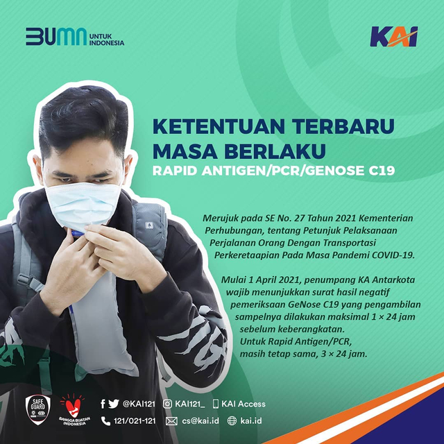 Per 1 April, Hasil Tes GeNose untuk Penumpang Kereta Api Berlaku 1x24 Jam (347611)