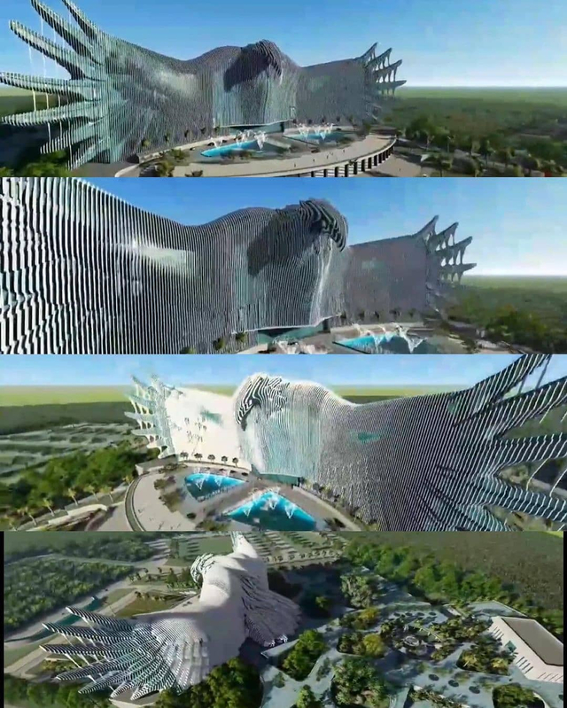 Visualisasi desain Istana Negara di ibu kota baru. Foto: Bappenas/@suharsomonoarfa