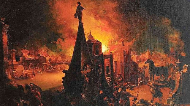 Lukisan The Burning of Troy (1759), oleh Johann Georg Trautmann. | Wikimedia Commons