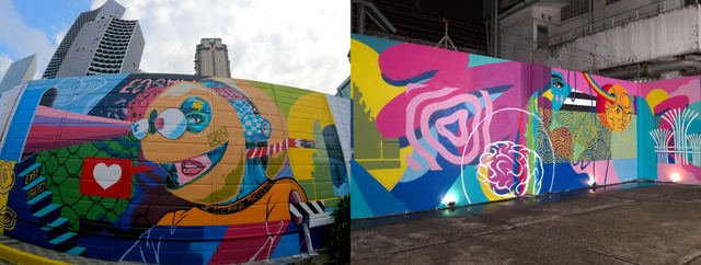 Seperti potongan puzzle, karya seni mural "In The Same Sun" kolaborasi Stereoflow dari Indonesia dan ZERO dari Singapura membawa imajinasi berjalan-jalan ke Singapura di M Bloc Space Jakarta. Foto: Singapore Tourism Board (STB).