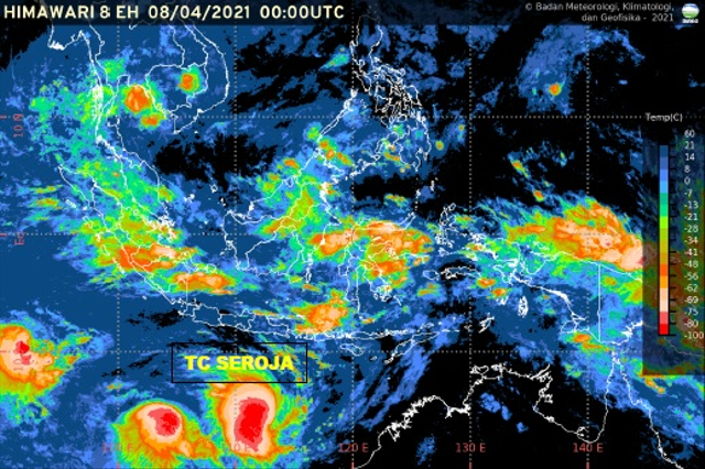 Data hasil pemantauan BMKG terkait siklon tropis seroja.  Foto: BMKG