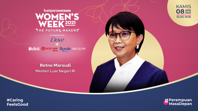Menteri Luar Negeri, Retno Marsudi, di acara Women's Week 2021. Foto: kumparan
