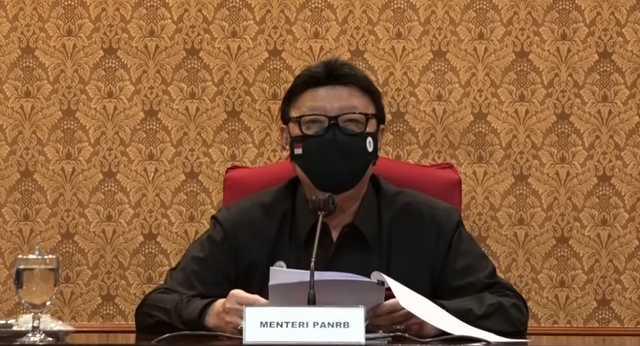 Menteri PAN RB dalam Konferensi Pers Pengadaan CASN 2021 (Sumber : Youtube Kementerian PANRB)