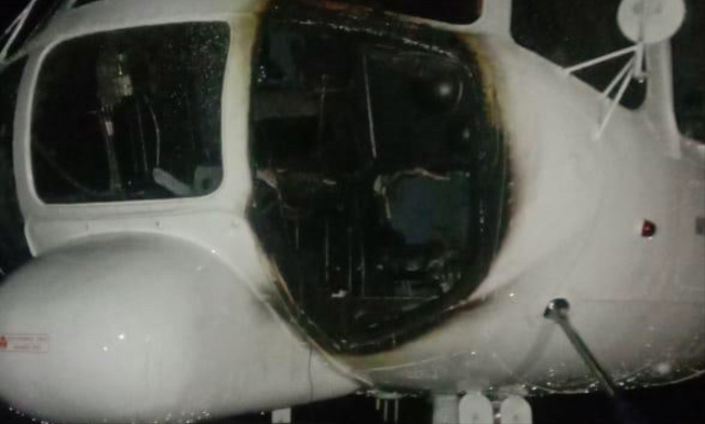 Helikopter yang dibakar di Bandara Ilaga, Kabupaten Puncak. (Dok Istimewa) 