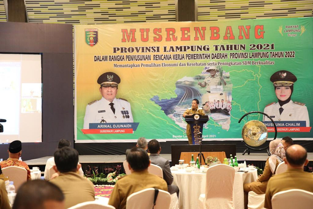 Gubernur Arinal Djunaidi membuka Musrenbang Provinsi Lampung 2021, Senin (12/4) | Foto : Adpim Pemprov Lampung