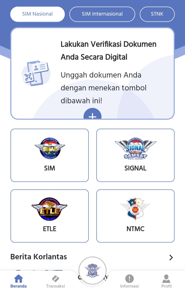 Aplikasi SINAR untuk perpanjangan SIM secara online. Foto: dok. Digital Korlantas Polri