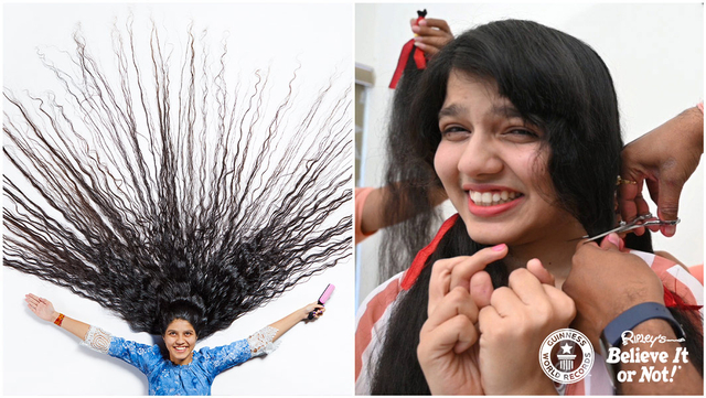 Nilanshi Patel, Perempuan dengan Rekor Rambut Terpanjang di Dunia Potong Rambut Setelah 12 Tahun Foto: Dok. guinnessworldrecords