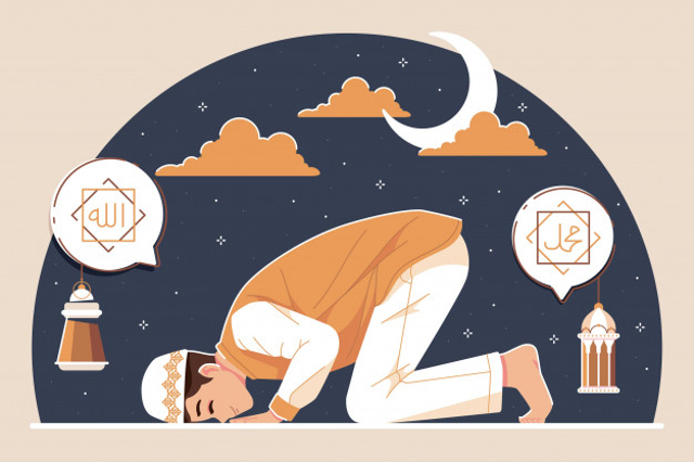 ilustrasi sholat witir, sumber gambar: https://www.freepik.com/