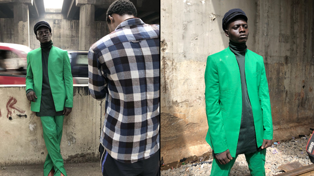 Pria gelandangan mendadak jadi model fashion. (Foto: @afolabi_lagos/Twitter)